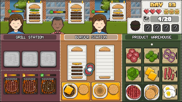 Make Burgers: GRILL UP là game nấu ăn đồ họa pixel đầy màu sắc