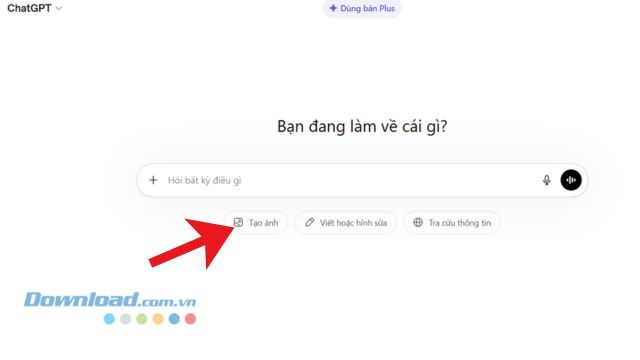 Click chuột vào mục Tạo ảnh