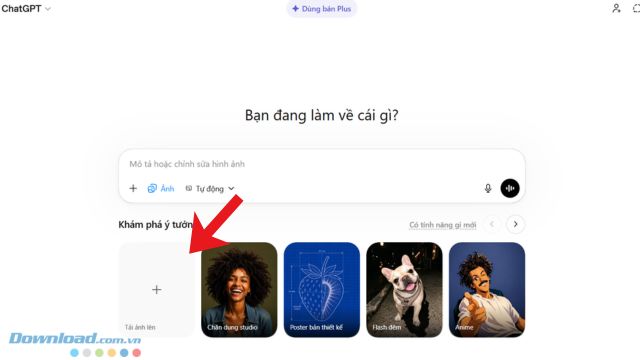 Nhấp chuột vào mục Tải ảnh lên