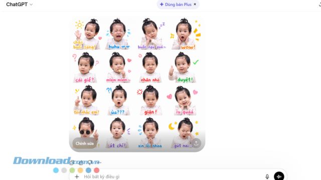 Hình ảnh Sticker em bé đã tạo bằng ChatGPT