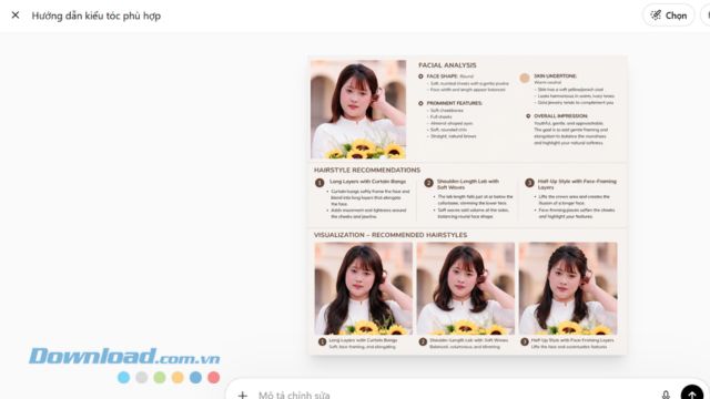 Chờ hệ thống xử lý trong khoảng vài giây để trả kết quả kiểu tóc phù hợp với mình