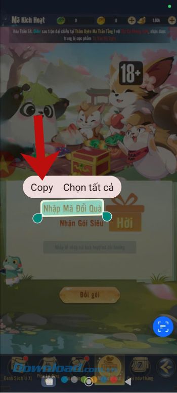 Nhấn và giữ vào đoạn chữ bất kỳ > Ấn vào mục Copy