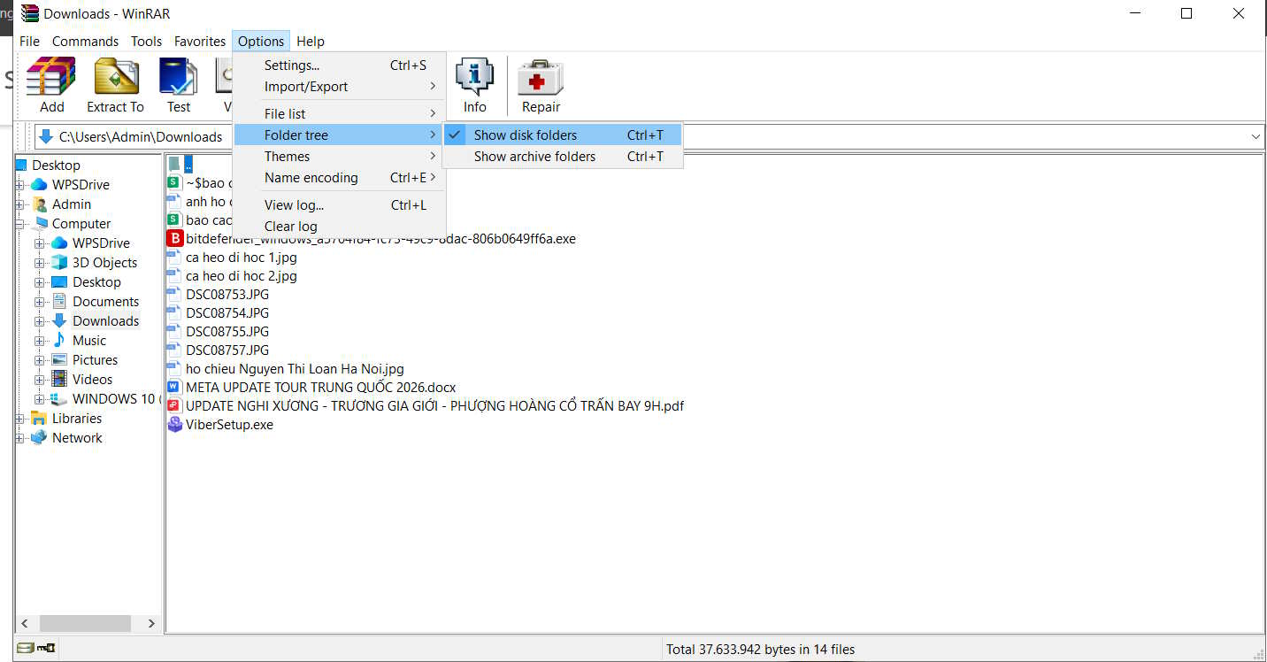 Cách thay đổi giao diện WinRAR