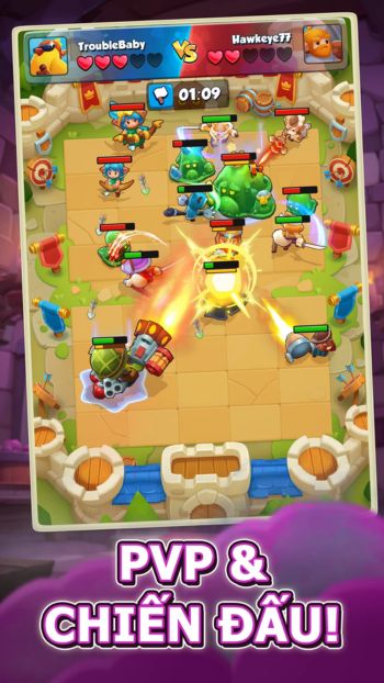 Lối chơi chiến thuật PvP cờ tự động 1v1