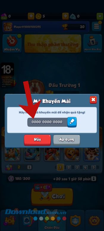 Nhập mã giftcode