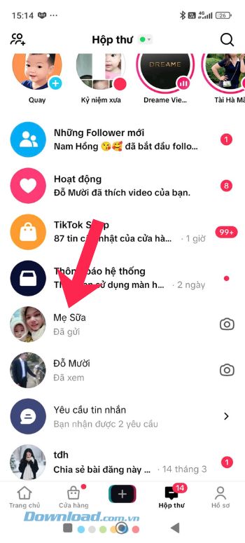 Truy cập vào một cuộc trò chuyện bất kỳ