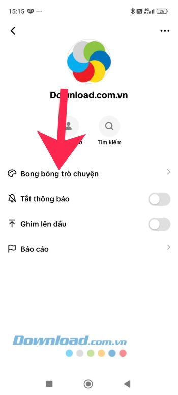 Chạm vào mục Bong bóng trò chuyện