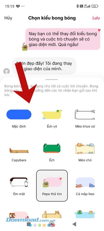 Lựa chọn một kiểu bóng bóng bất kỳ