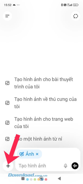 Chạm vào biểu tượng dấu "+".