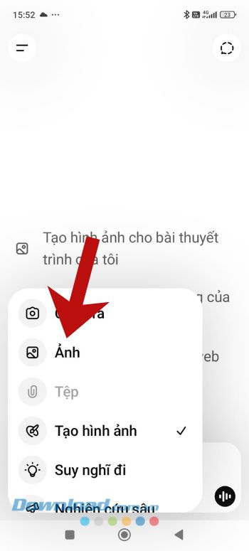 Nhấn vào mục Ảnh