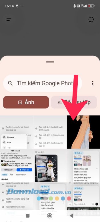 Chọn 2 tấm ảnh là: ảnh chụp màn hình giao diện trang cá nhân Facebook và ảnh nhân vật bất kỳ
