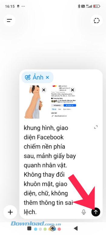 Ấn vào biểu tượng nút Gửi