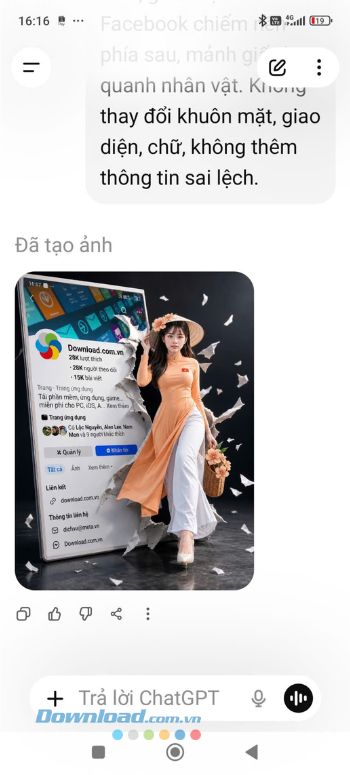 Đợi một lát để ChatGPT tạo ảnh và có thể lưu ảnh về