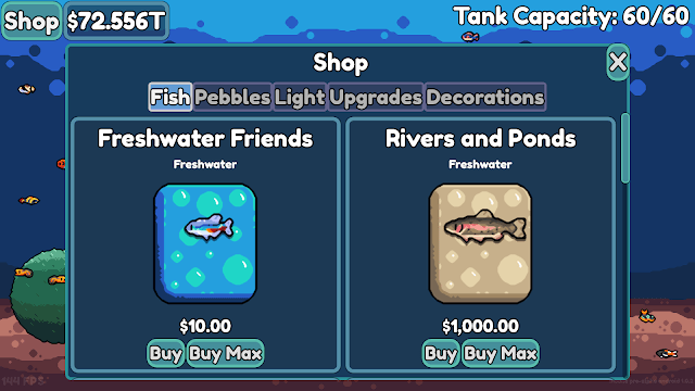 Mua cá và xây dựng bể cá của riêng bạn trong game Chillquarium