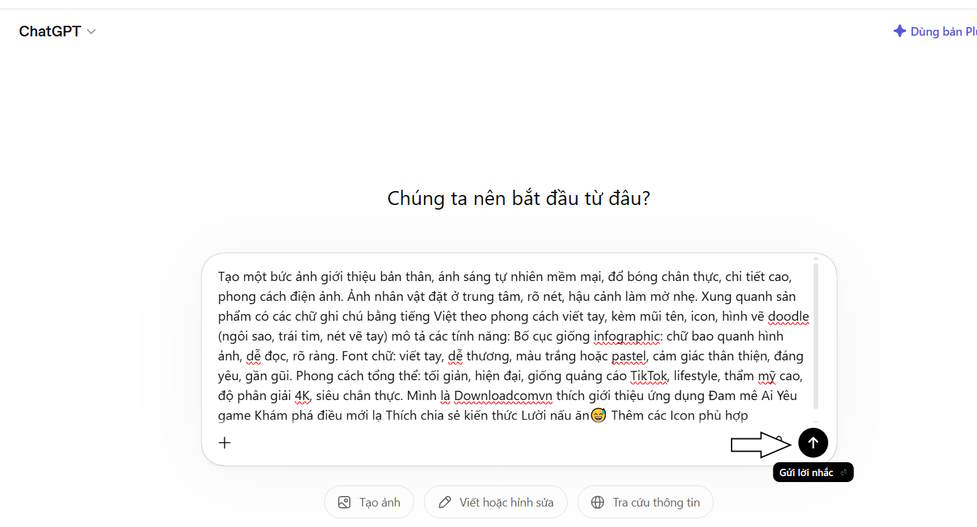 Lệnh tạo ảnh giới thiệu bản thân bằng ChatGPT
