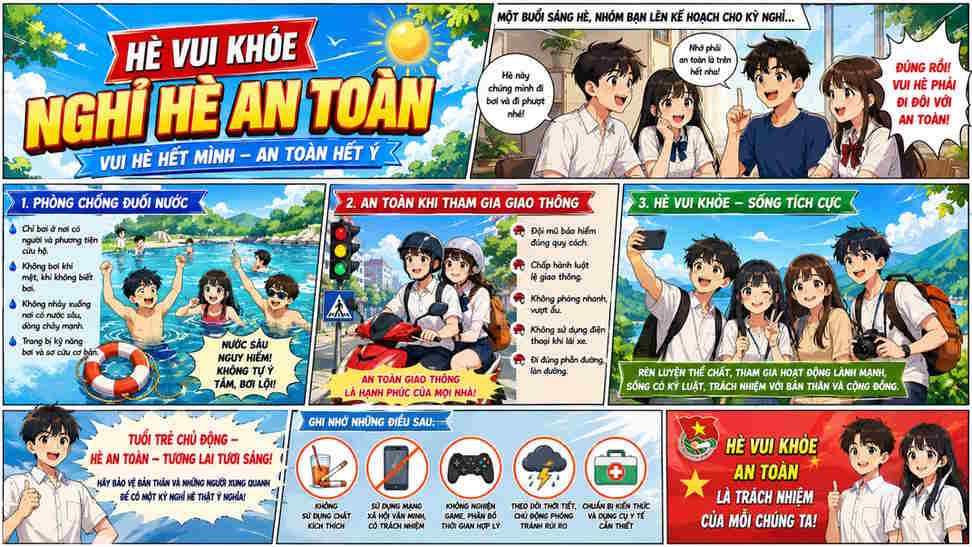 Ảnh tuyên truyền nghỉ hè kiểu manga