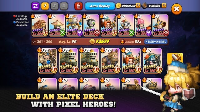 Xây dựng bộ bài mạnh mẽ của bạn với các anh hùng pixel