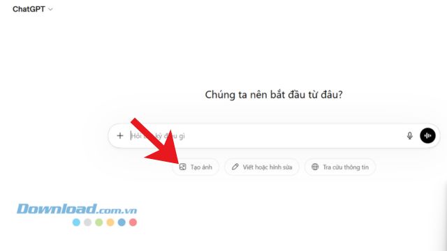 Nhấn vào mục Tạo ảnh.