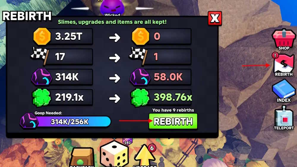 Hướng dẫn tái sinh trong Slime RNG
