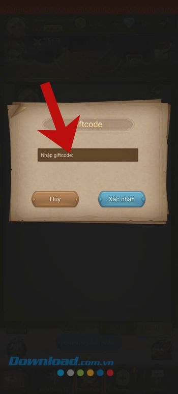 Nhập chính xác mã giftcode