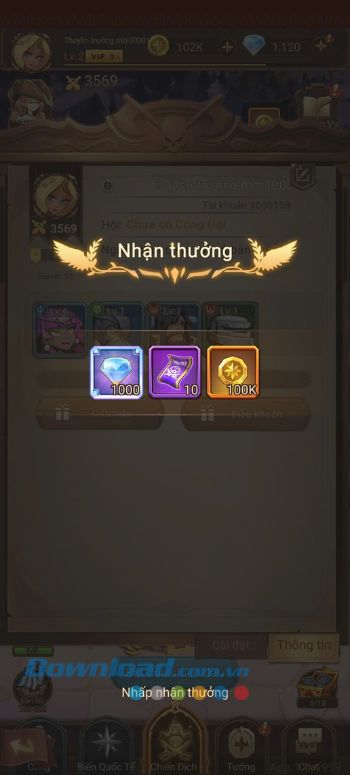 Nhấn vào màn hình để nhận quà