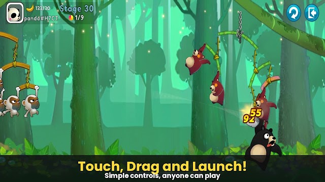 Monkey Battle: Swing Shot xoay quanh cơ chế bắn ná vật lý quen thuộc nhưng cực kỳ gây nghiện