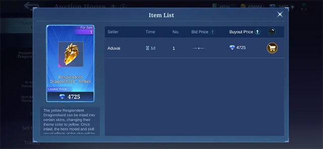 Mua vật phẩm trong Auction House