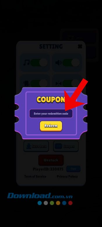 Nhập chính xác mã giftcode