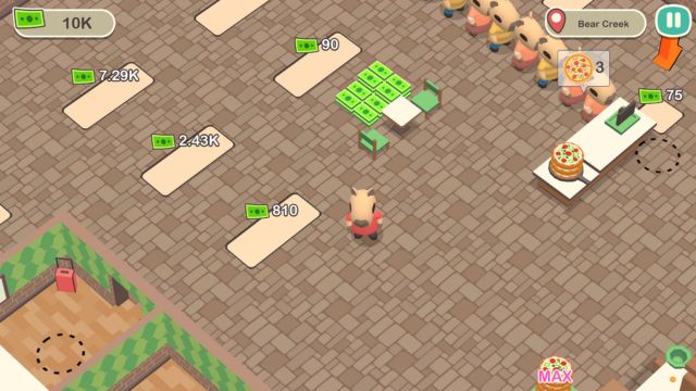 Công việc chính trong Capybara Pizza Cafe game là nấu ăn, phục vụ, dọn dẹp và thu tiền