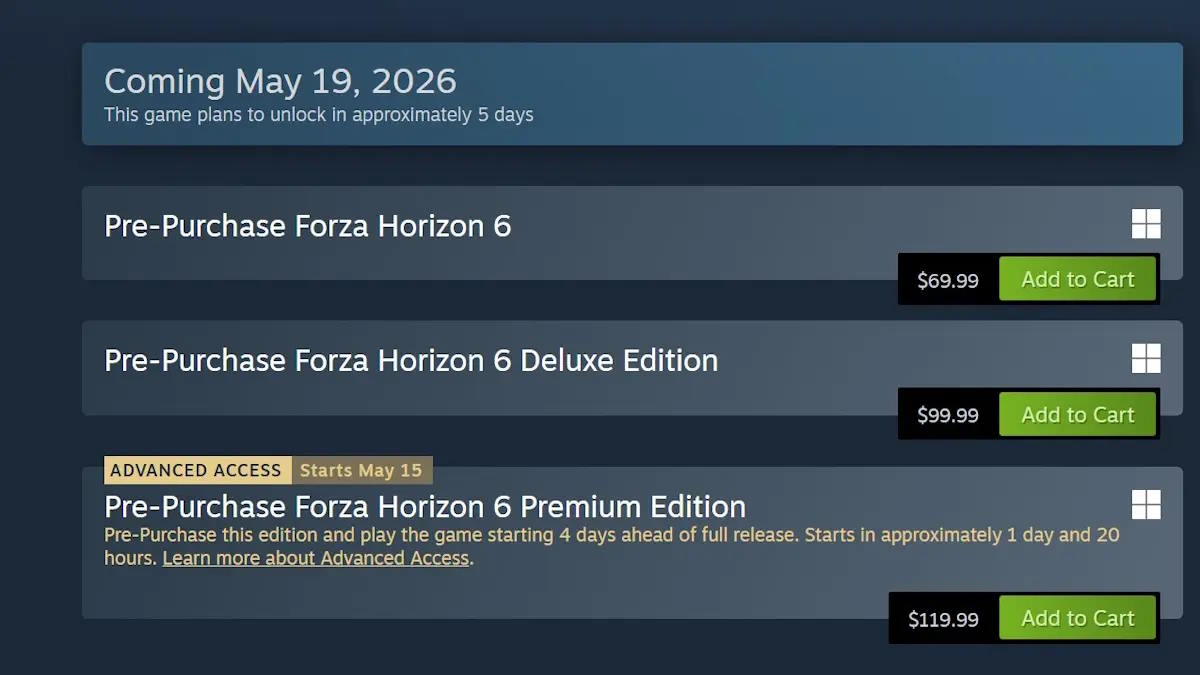 Tải Forza Horizon trên Steam