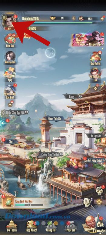 Ấn vào ảnh Avatar của game