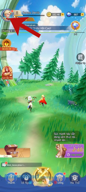 Chạm vào mục ảnh Avatar