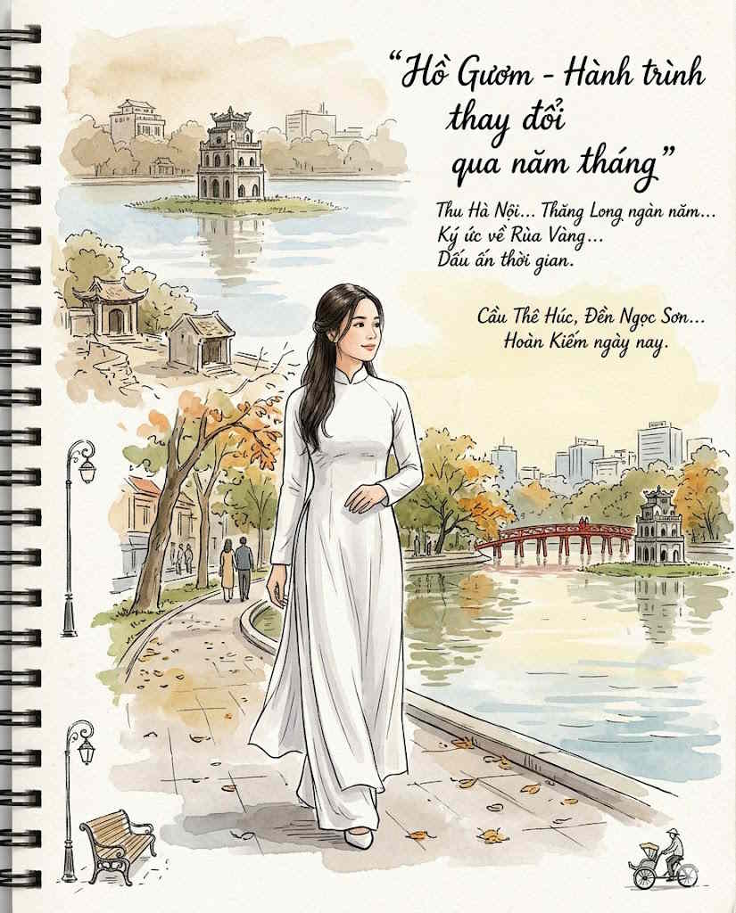 Tranh vẽ Hồ Gươm bằng AI