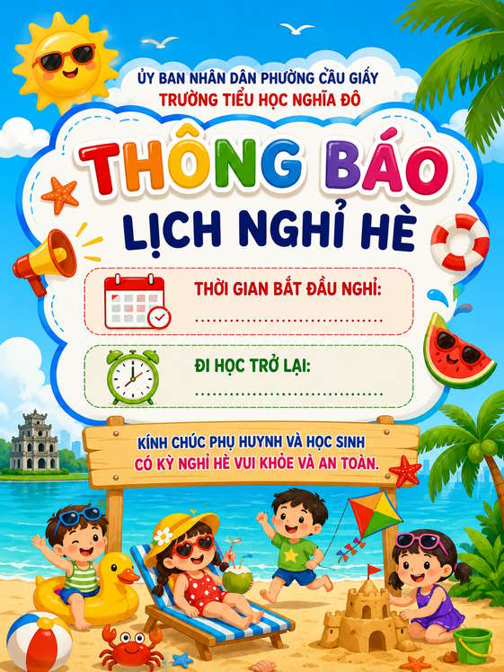 Ảnh thông báo nghỉ hè cho trường tiểu học