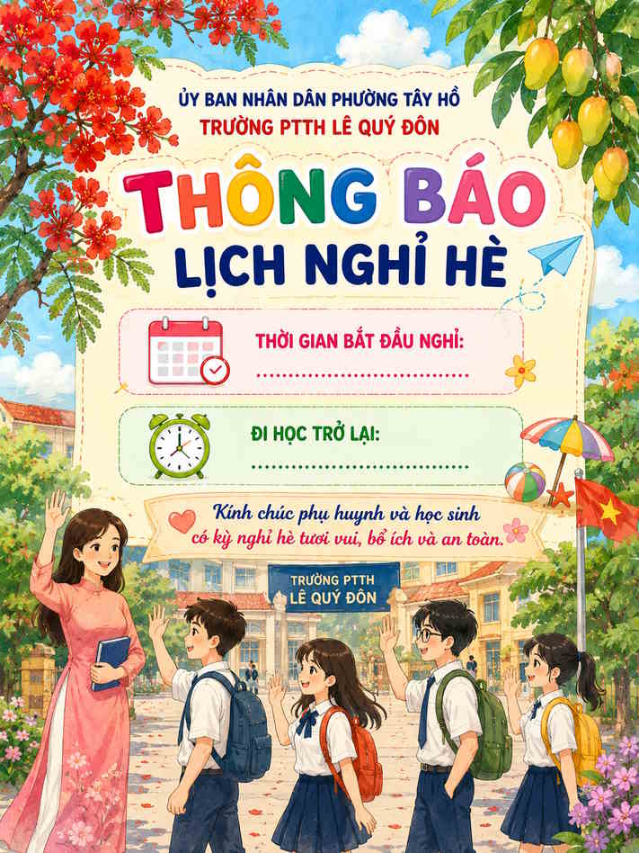Ảnh thông báo lịch nghỉ hè