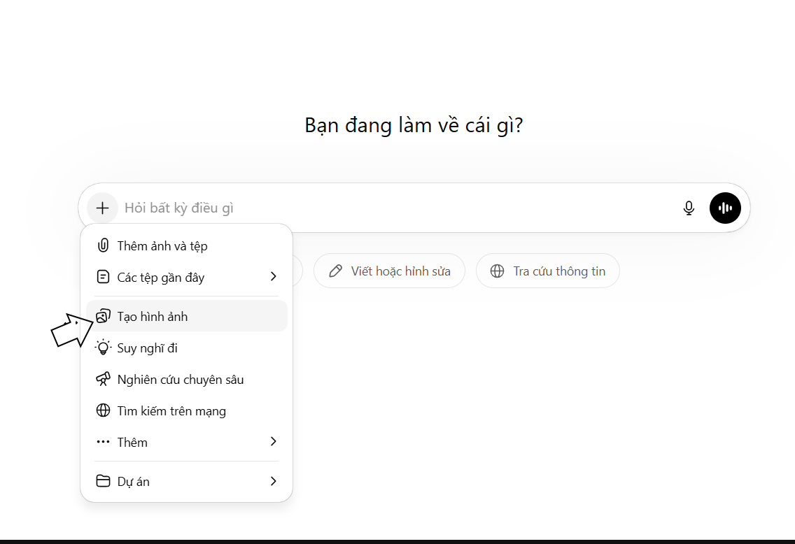 Nút Tạo ảnh trong ChatGPT