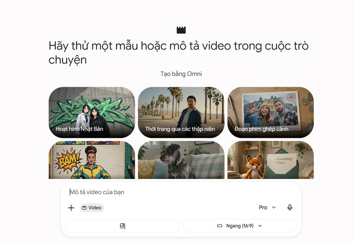 Lựa chọn kiểu video bạn muốn tạo và nhập lệnh