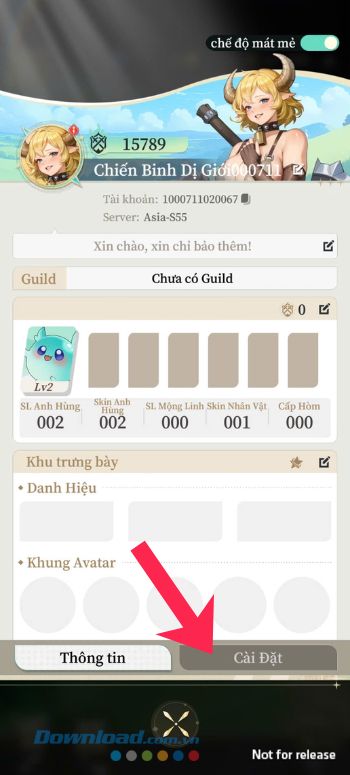 Nhấn vào mục Cài đặt