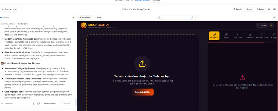 App chỉnh sửa ảnh Trung thu do Google AI Studio tạo
