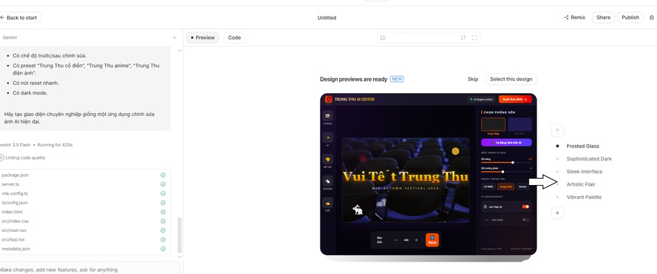 App do Google AI Studio tạo
