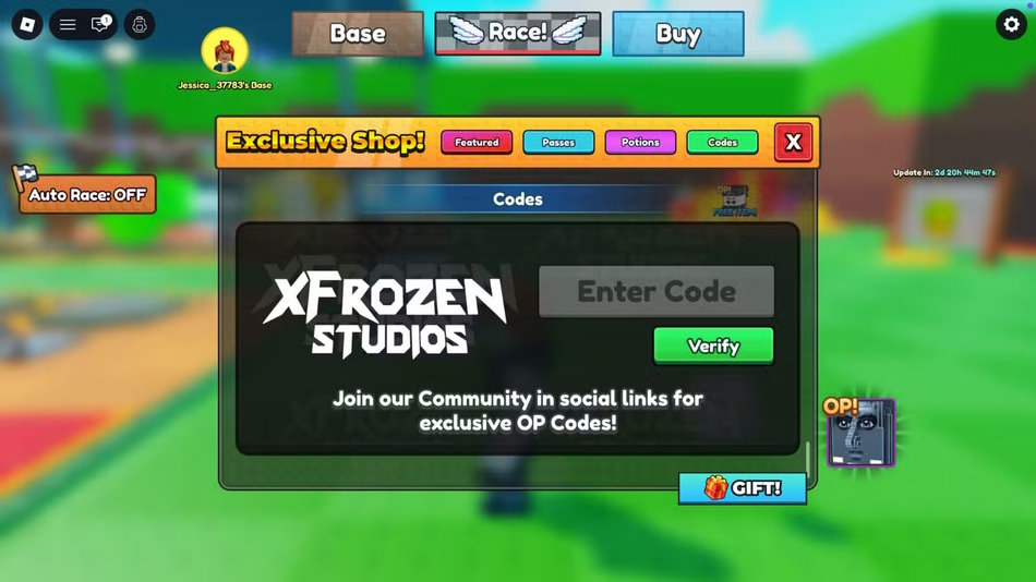 Đổi code Race Your Lucky Block