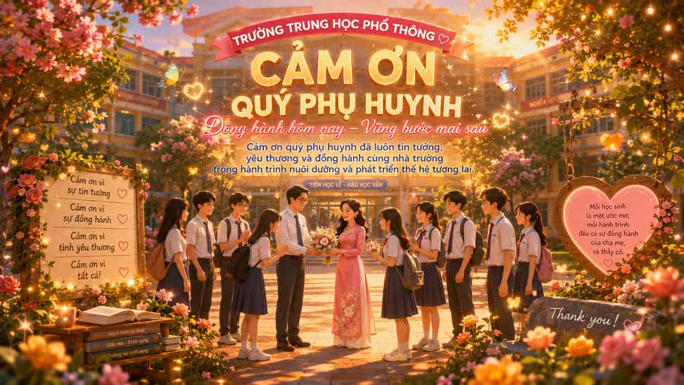 Ảnh cảm ơn phụ huynh học sinh cấp 3