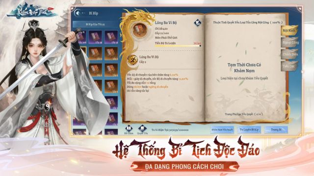 Hệ thống bí tịch độc đáo, đa dạng phong cách chơi