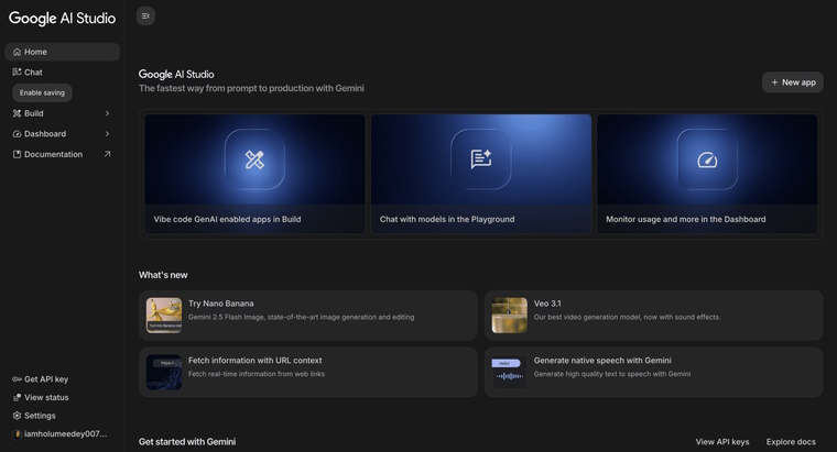 Giao diện Google AI Studio