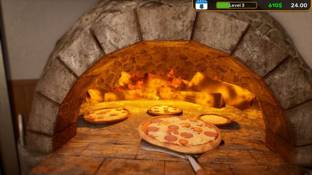 Làm pizza nướng củi và phục vụ trong nhà hàng của gia đình