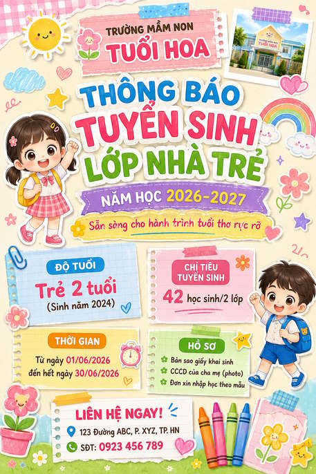 Mẫu thôn báo tuyển sinh được tạo bằng AI