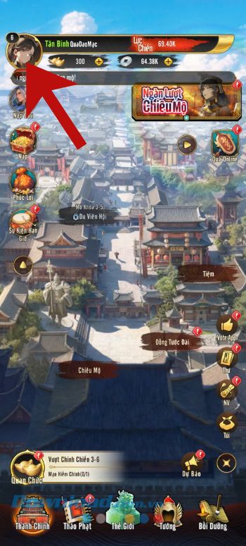 Nhấn vào biểu tượng Avatar game