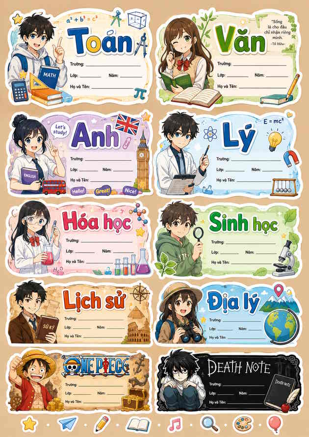 Prompt nhãn vở bằng AI
