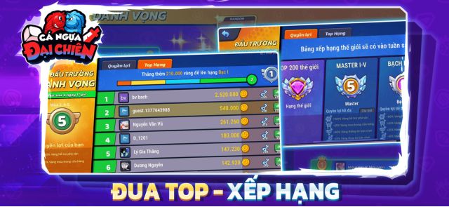 Tích hợp hệ thống đua top, bảng xếp hạng