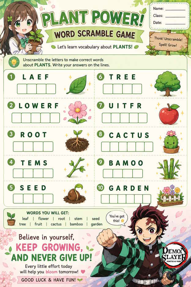 Game xếp từ về chủ đề cây cối